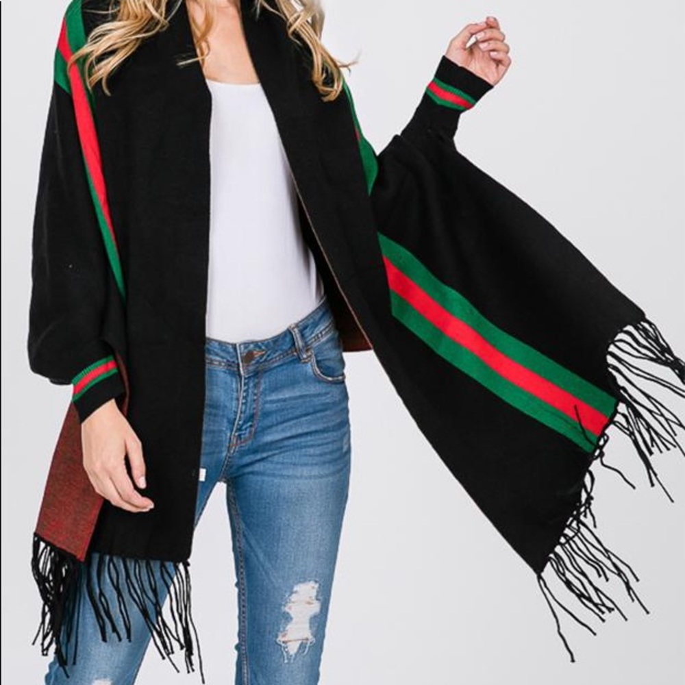 Price Drop! Fringe Wrap With Sleeves